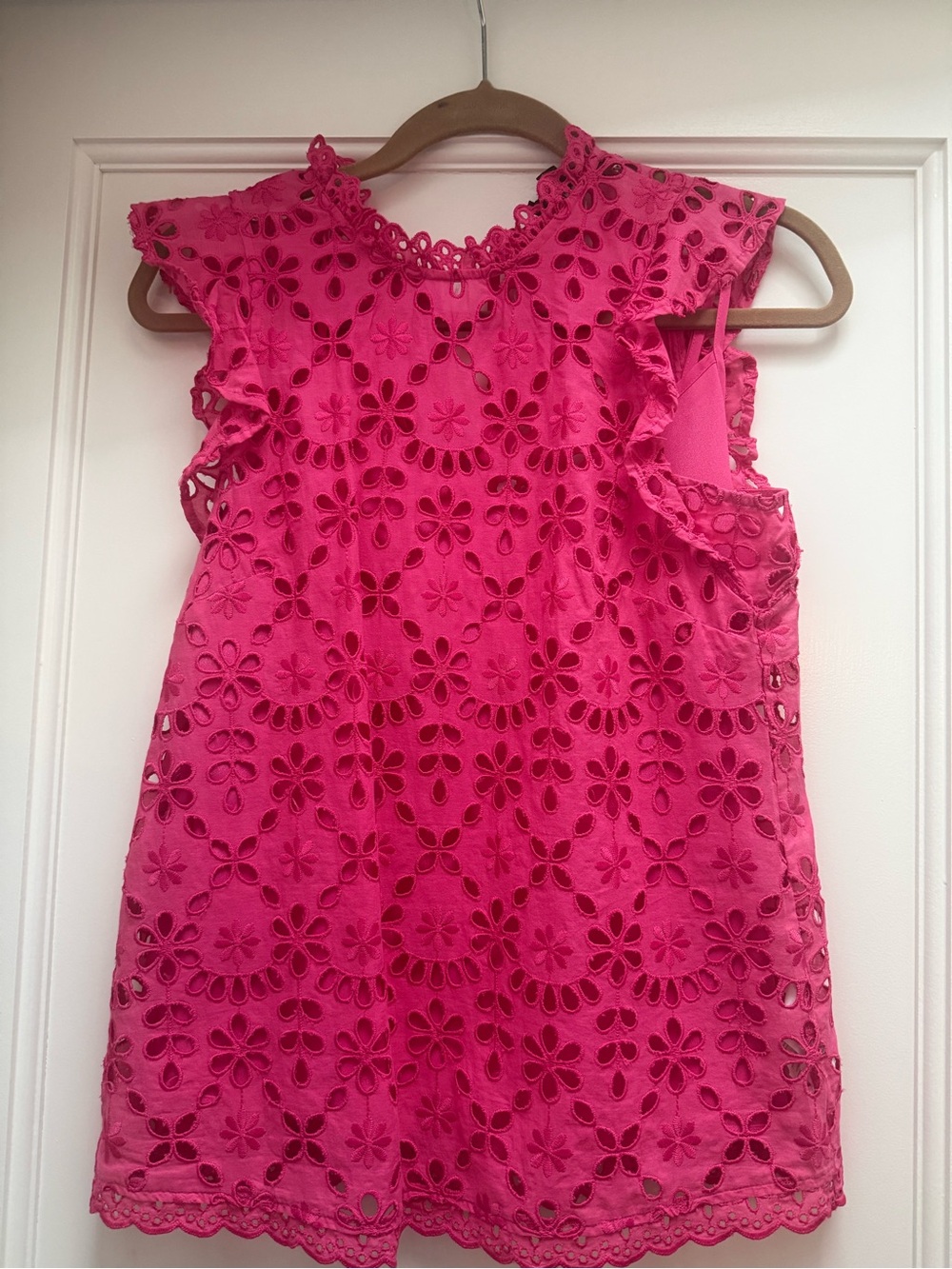 J. Crew Bright Pink Eyelet top